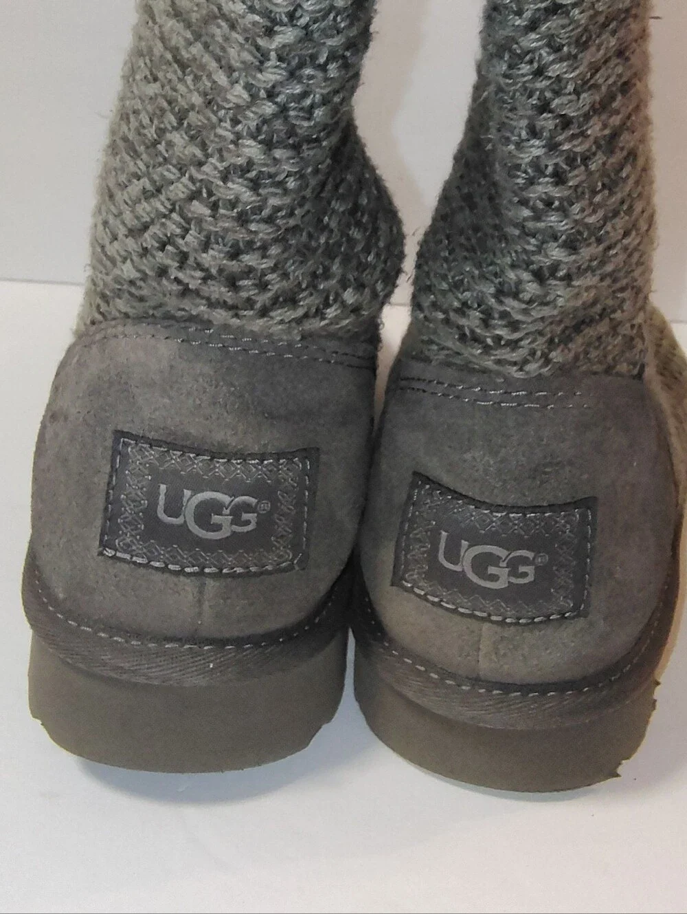 Ugg Women's Purl Cardy Knit Button Accent Winter Cozy Boots Grey 8